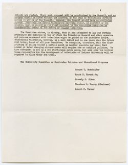 Committee on Curricular Policies and Educational Programs – Report on Television and the University, ca. 19 October 1954