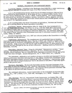 Patent, Trademark and Copyright Briefs,Patent, Trademark and Copyright Journal, October 18, 1979
