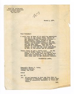 2 March 1944: To: Governor Thomas E. Dewey. From: Roy W. Howard.