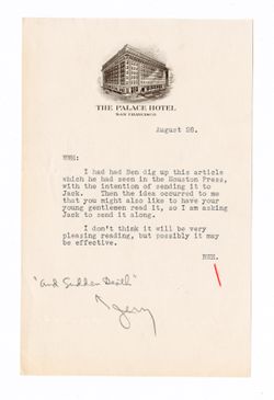 28 August 1935: To: William W. Hawkins. From: Roy W. Howard.