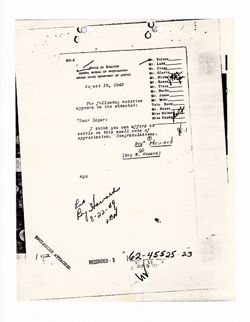 19 August 1949: To: John Edgar Hoover. From: Roy W. Howard.