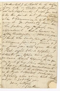 1822 Feb. 23 - Grattan, Thomas Colley, 1792-1864, author. Versailles. To Eugenius Roche, Bell Yard, Carey Street, Lincoln Inn Fields. "I am obliged to quit my apartment …on the 12th April, by which time I must positively decide on my plans for two or three yers to come.—whether to go to London… to retire to Normandy… & write more stories…"