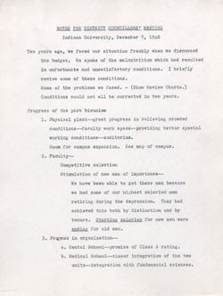 "Notes for District Councillor's Meeting." -Indiana University. Dec. 7, 1940