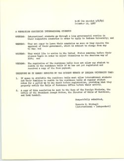 R-36 Resolution Concerning International Students, 12 December 1968