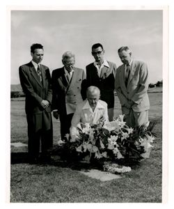 Roy Howard and companions at Ernie Pyle's grave