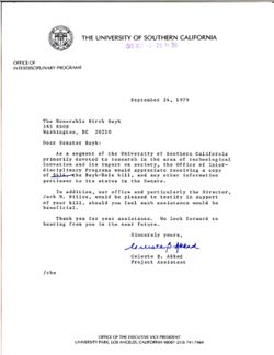 Letter from Celeste B. Akkad to Birch Bayh, September 24, 1979