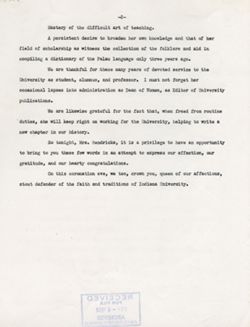 "Notes for Remarks Hendricks Dinner." -Union Rooms ABCD June 2, 1953