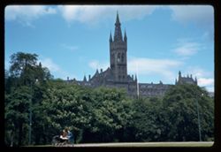 Great tower of Glasgow University seen from Art Gallery