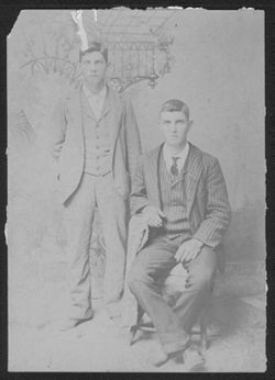 Portrait of Howard Carmichael as a young man (left) with an unidentified man.
