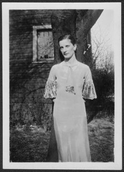 Martha Carmichael at house at 3120 Graceland Avenue, Indianapolis, Indiana, about 1932.