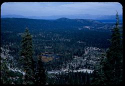 View north toward Lake Tahoe fromheight above Echo Lake in Sierra Nevada. California.