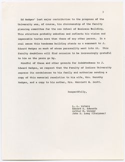 22: Memorial Resolution for J. Edward Hedges, ca. 07 February 1967