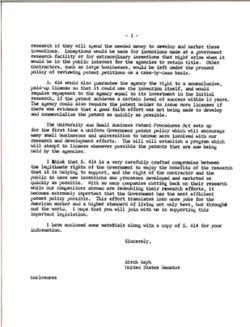 Letter from Birch Bayh to Glenn Watts of Communication Workers of America, March 9, 1979