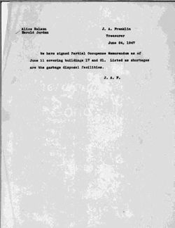 Married Student Apartments Correspondence, 1946-1947