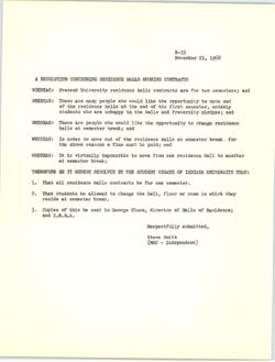 R-33 Resolution Concerning Residence Halls Housing Contracts, 21 November 1968