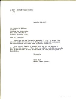 Letter from Birch Bayh to Morton D. Goldberg of the American Bar Association, December 14, 1979