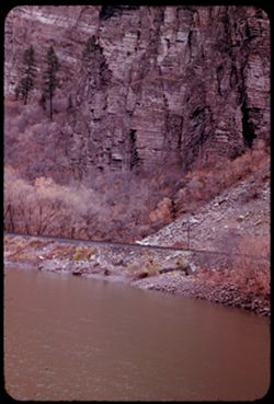 Wall of Glenwood canyon. Colorado river east of Glenwood Springs, Colo.