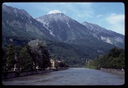 Inn river from bridge near Ottoburg. Innsbruck. X