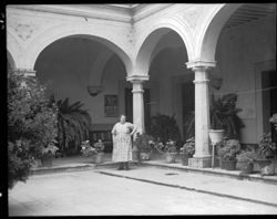 Patio at Innes home, with figure