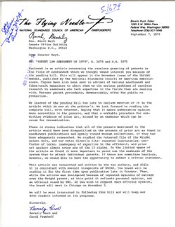 Letter from Beverly Rush and Carol Frumhoff of the National Standards Council of American Embroiderers re Patent Law Amendment of 1979, S. 1679 and H. R. 5075, September 7, 1979