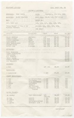 Call sheets, undated