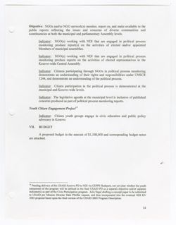 National Democratic Institute - Kosovo Project - Developing Sustainable Political Parties, Promoting a Democratic Legislature, and Strengthening Civic Participation - Proposal, 2003
