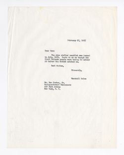 25 February 1955: To: Ben Foster, Jr. From: Marshall Coles.