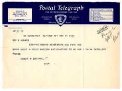 14 May 1932: To: Roy W. Howard. From: Robert P. Scripps.