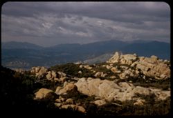 Rocks and distant mountains from Camino del Cielo near San Marcos Pass north of Santa Barbara