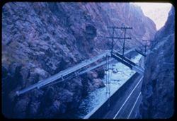 D & RGW used hanging bridge at this point in ROYAL GORGE