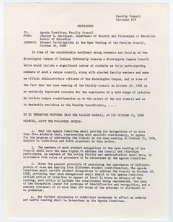 17: Student Participation in the Open Meeting of the Faculty Council, 29 October 1968