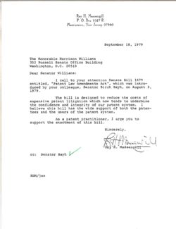 Letter from Roy H. Massengill to Senator Harrison Williams, September 18, 1979