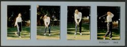 Series of four photographs of Hoagy Carmichael golfing.