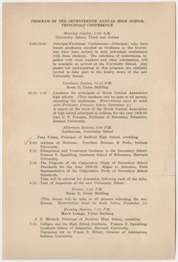 "Seventeenth Annual High School Principals' Conference Monday, November 7, 1938" vol. XXV, no. 10