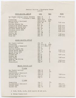Proposed Calendar for 1957-1958, ca. 15 May 1956