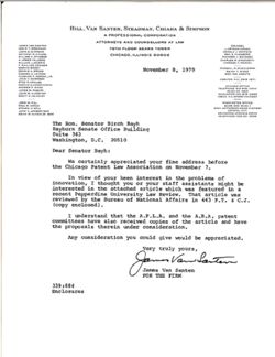 Letter from James Van Santen to Birch Bayh, November 8, 1979
