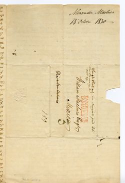 A[lexander] MACLURE, New Harmony. To William MACLURE, Mexico [City]., 1830 Oct. 18