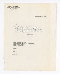 28 September 1954: To: James C. Hagerty. From: Roy W. Howard.
