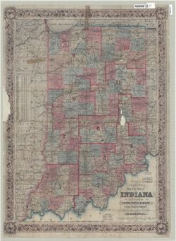 Colton's map of the state of Indiana : compiled from the United States surveys & other authentic sources, exhibiting sections, fractional sections, railroads, canals &c.