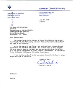 Letter from Robert G. Smerko to Birch Bayh, July 10, 1979