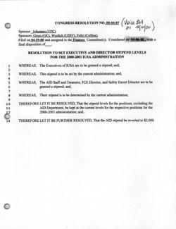 00-04-07 Resolution to Set Executive and Director Stipend Levels for the 2000-2001 IUSA Administration