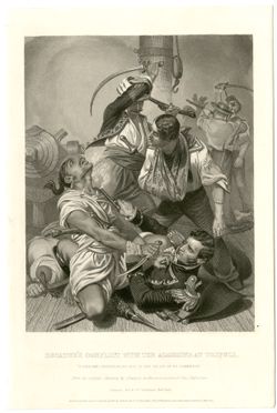 Decatur's Conflict with the Algerine at Tripoli. 'Reuben James Interposing His Head to Save the Life of his Commander'