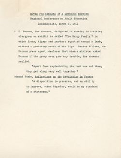 "Notes for Remarks at a Luncheon Meeting." -Regional Conference on Adult Education. Indianapolis. March 7, 1941