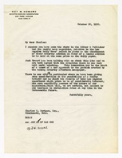 20 October 1952: To: Charles E. Scripps. From: Roy W. Howard.