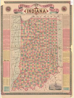 Railroad distance & township map of Indiana