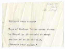 Item 03a. "THUNDER OVER MEXICO"/Type of Mexican Indian women chosen/by Sergei M. Eisenstein to enact/various roles in his film,/"Thunder Over Mexico."