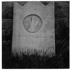 Homemade Finger pointing upward borned Aug 2, 1888. Ida E. Fulford display