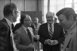 President John Ryan and Chancellor Lester Wolfson at IU South Bend, 1976