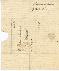 Maclure, Alexander, New Harmony, Ind., 19 Oct 1837, to William Maclure, Mexico., 1837 Oct. 19