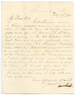 James Penn Bennett, Black River Bridge [MS] to wife, New Harmony., 1864, Feb. 29